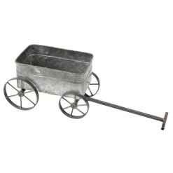 Decoración De Primavera>DecoWoerner Carrito Decorativo De Metal Para Tirar 47 Cm plata