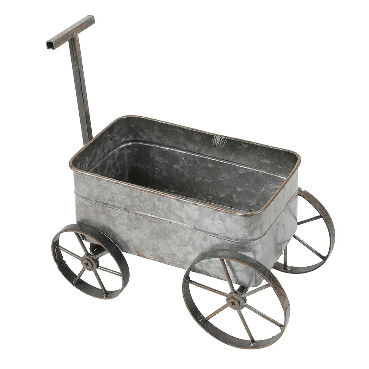 Decoración De Primavera>DecoWoerner Carrito Decorativo De Metal Para Tirar 47 Cm plata
