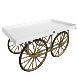 Expositores Para Tiendas|Decoración De Primavera>DecoWoerner Carro De Mercado Blanco Con Base Dorada oro