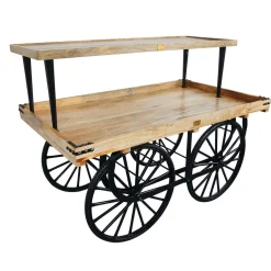 Expositores Para Tiendas>DecoWoerner Carro De Mercado Completo Con Base , Cuerpo Y Tapa De Madera De Mango negro