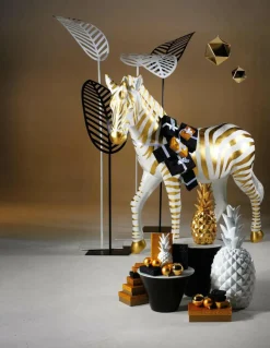 Decoración De Animales>DecoWoerner Cebra Decorativa Longitud 190 Cm, Blanco/ oro