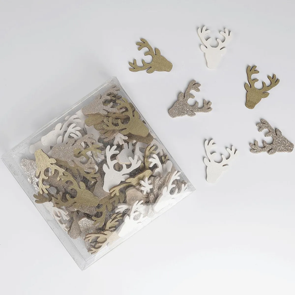 Decoración Dispersa|Decoración De Otoño>DecoWoerner Ciervo De Madera Disperso 72 Piezas 4 Cm oro