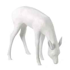 Decoración De Animales|Decoración De Otoño>DecoWoerner Ciervo Decorativo Pastando Altura 75 Cm, blanco