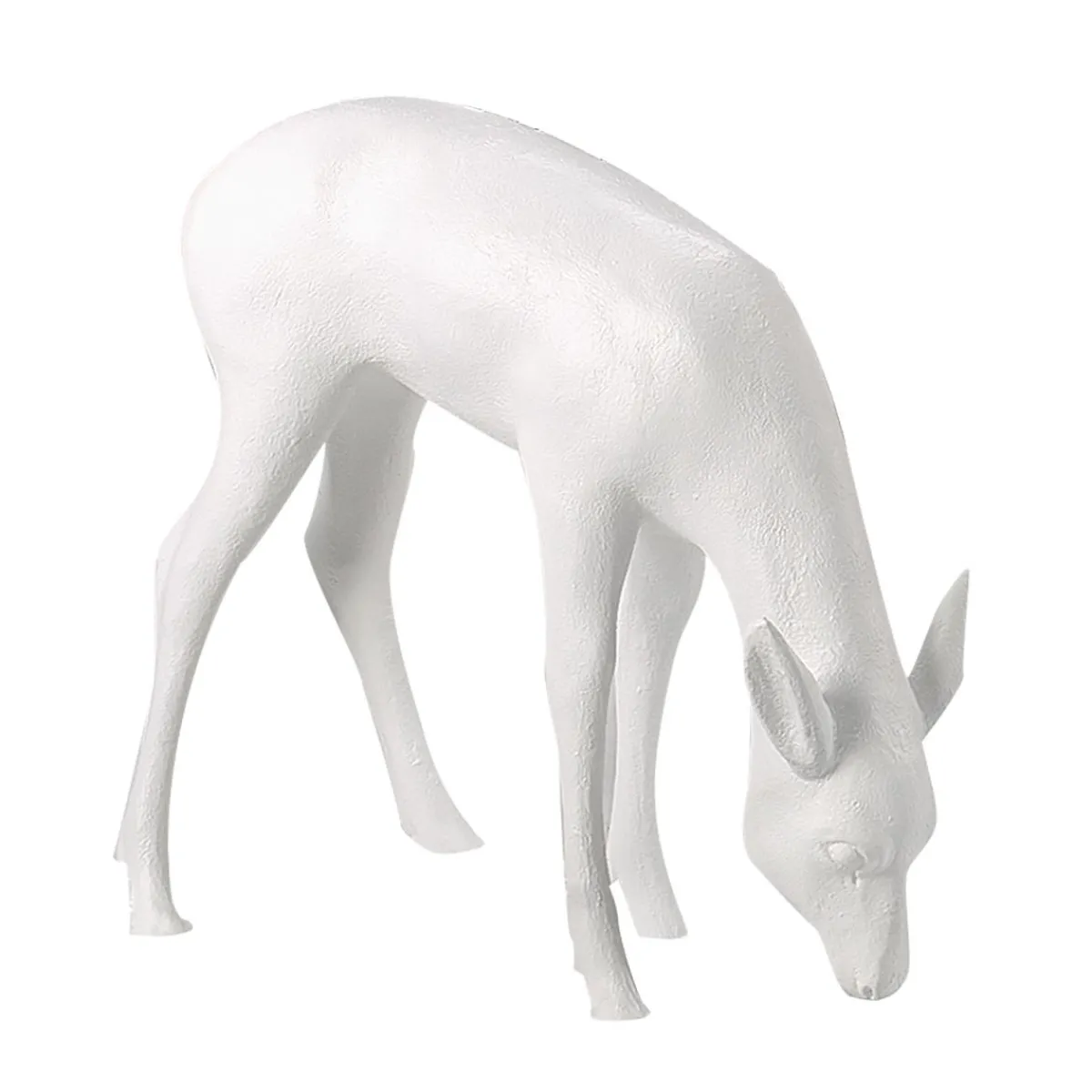 Decoración De Animales|Decoración De Otoño>DecoWoerner Ciervo Decorativo Pastando Altura 75 Cm, blanco