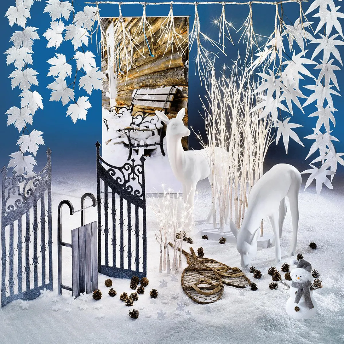 Decoración De Animales|Decoración De Otoño>DecoWoerner Ciervo Decorativo Pastando Altura 75 Cm, blanco