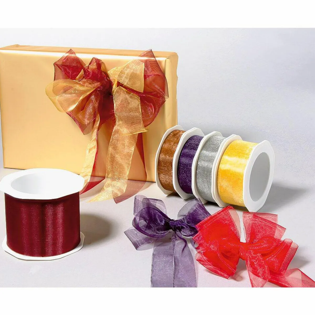 Cintas De Regalo>DecoWoerner Cinta De Chifón, Color Burdeos, Anchura 70 Mm rojo