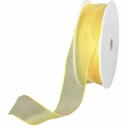 Cintas De Regalo>DecoWoerner Cinta De Chifón Con Alambre, Color , Anchura 25 Mm amarillo