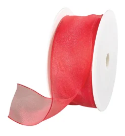 Cintas De Regalo>DecoWoerner Cinta De Chifón Con Alambre, Color , Anchura 40 Mm rojo