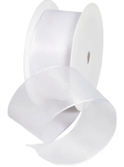Cintas De Regalo>DecoWoerner Cinta De Chifón Con Alambre, Color , Anchura 40 Mm blanco