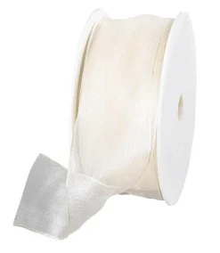 Cintas De Regalo>DecoWoerner Cinta De Chifón Con Alambre, Color Crema, Anchura 40 Mm blanco