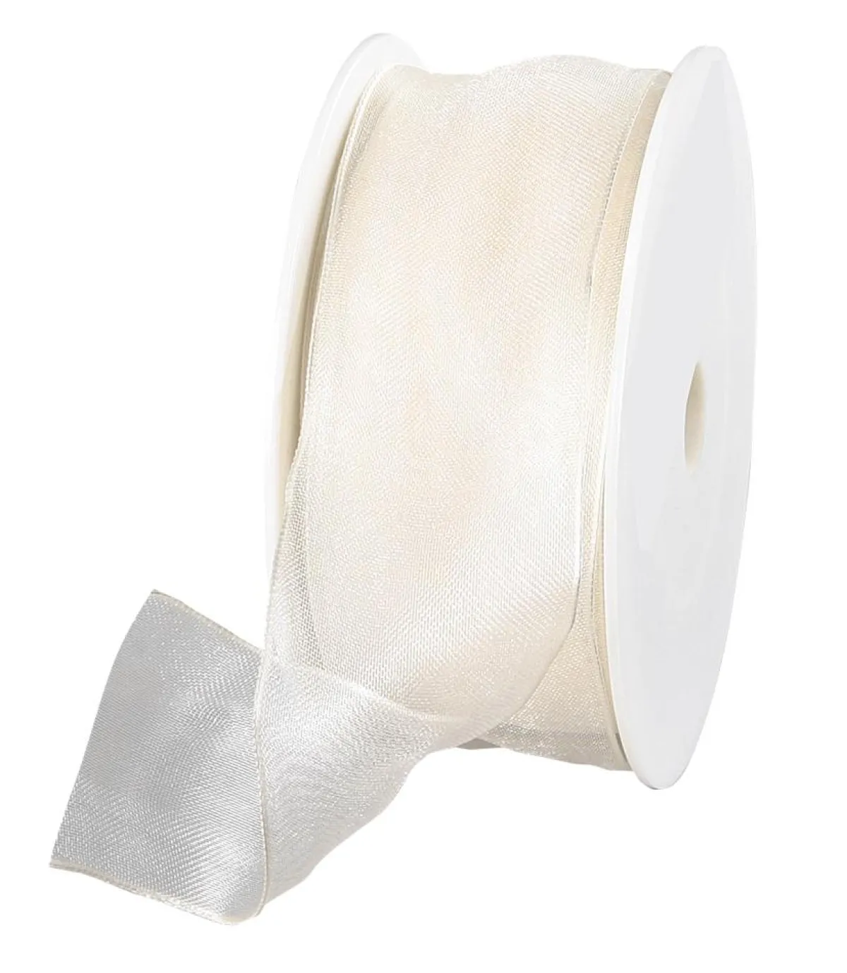 Cintas De Regalo>DecoWoerner Cinta De Chifón Con Alambre, Color Crema, Anchura 40 Mm blanco