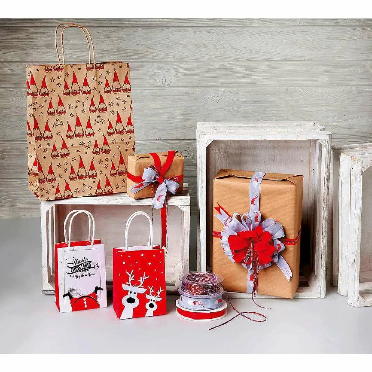 Cintas De Regalo>DecoWoerner Cinta De Regalo Con Cordón /blanco 4 Mm 15 M rojo