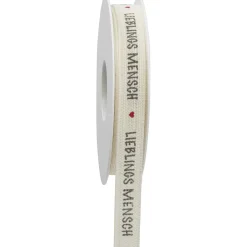 Cintas De Regalo|Go Green - Envoltorio Para Regalo Ecológico>DecoWoerner Cinta De Regalo Sostenible Lieblingsmensch 15mm, 18 M Beige
