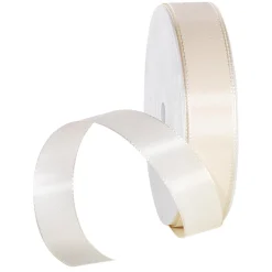 Cintas De Regalo>DecoWoerner Cinta De Tafetán Con Orillo 25 Mm, 50 M, Crema blanco