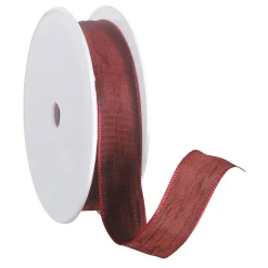 Cintas De Regalo>DecoWoerner Cinta De Tela Con Borde De Alambre, Burdeos, Anchura 25 Mm rojo