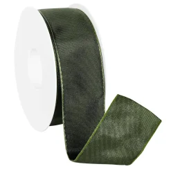 Cintas De Regalo>DecoWoerner Cinta De Tela Con Borde De Alambre, Oscuro, Anchura 40 Mm verde
