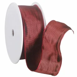 Cintas De Regalo>DecoWoerner Cinta De Tela Con Borde De Alambre, Burdeos, Anchura 40 Mm rojo