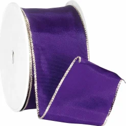 Cintas De Regalo>DecoWoerner Cinta De Tela Con Bordes Dorados, Color Morado violeta