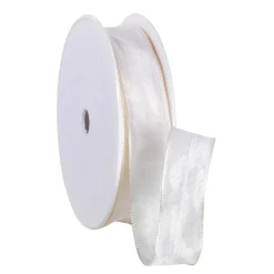 Cintas De Regalo>DecoWoerner Cinta De Tela Con Bordes De Alambre, Color Crema, Anchura 25 Mm blanco