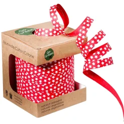 Cintas De Regalo|Go Green - Envoltorio Para Regalo Ecológico>DecoWoerner Cinta Ecológica De Rayas Con Estampado De Estrellas 10 Mm 100 M rojo