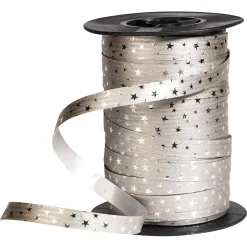 Cintas De Regalo>DecoWoerner Cinta Rizada De Poliéster "Estrellas", 10 Mm, 100 M, plata