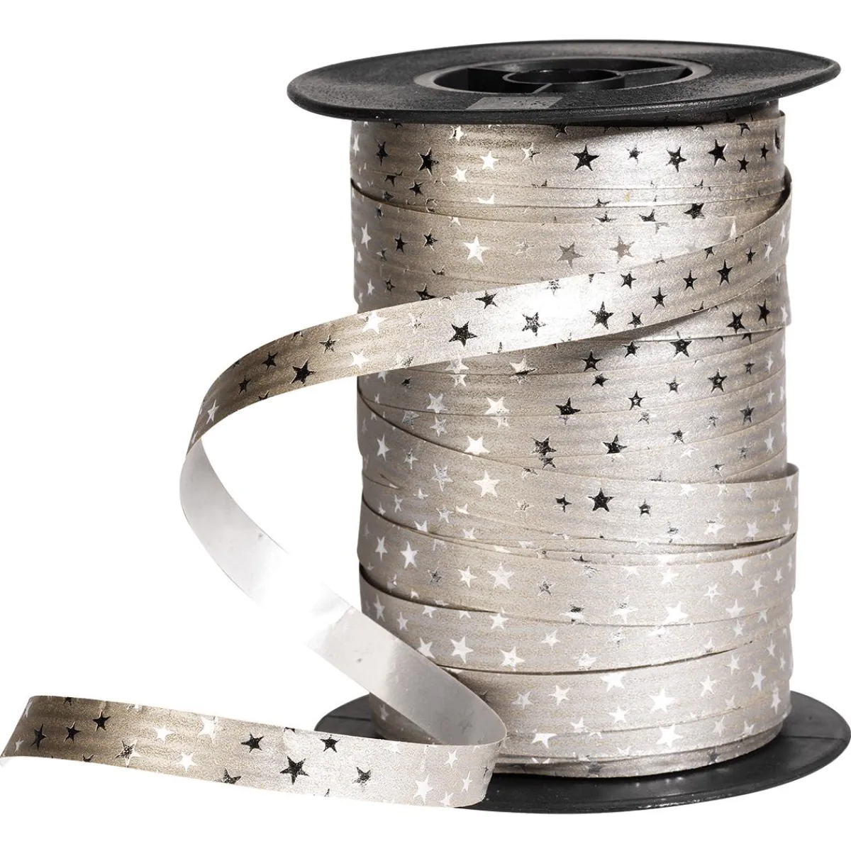 Cintas De Regalo>DecoWoerner Cinta Rizada De Poliéster "Estrellas", 10 Mm, 100 M, plata