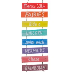 Decoración Temática|Decoración De Verano>DecoWoerner Colgador De Madera Good Mood En Colores Del Arco Iris 2 X 20 X 60 Cm multicolor