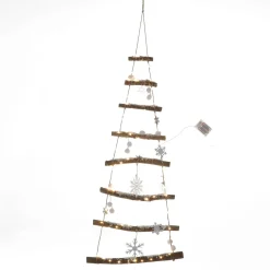 Figuras De Navidad>DecoWoerner Colgador De Madera Iluminado Para árboles, 100 Cm De Largo Madera natural