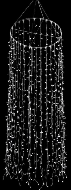 Luces De Navidad>DecoWoerner Colgante De Cadenas De Luces LED, Luz Blanca, 500 Cm, Ø 100 Cm blanco