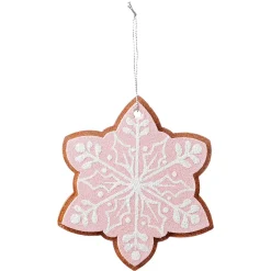 Figuras De Navidad>DecoWoerner Colgante De Navidad Copo De Nieve De Pan De Jengibre 14 Cm Ø 4 Piezas rosa
