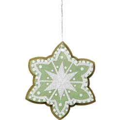 Figuras De Navidad>DecoWoerner Colgante De Navidad Estrella De Jengibre 14 Cm Ø 4 Piezas verde