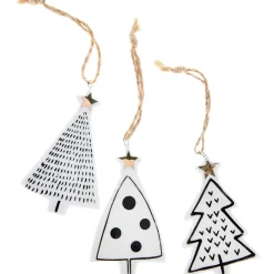 Figuras De Navidad>DecoWoerner Colgante Decorativo Abeto 8,5 Cm 3 Piezas blanco