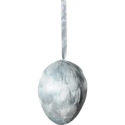 Decoración De Pascua>DecoWoerner Colgante Decorativo Huevo Con Plumas Hielo, Longitud 10 Cm azul