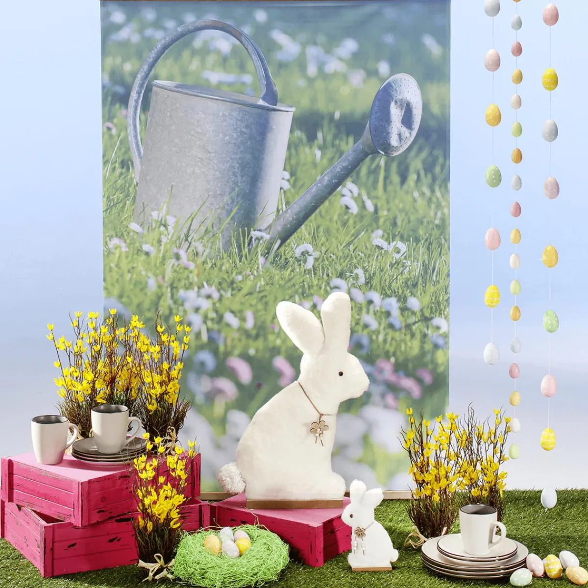 Decoración De Pascua>DecoWoerner Conejito De Peluche Deco, , 57 Cm De Altura blanco