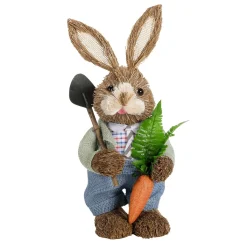 Decoración De Pascua>DecoWoerner Conejo De Pascua De Sisal Vestido Con Zanahoria Y Pala 37 Cm marrón