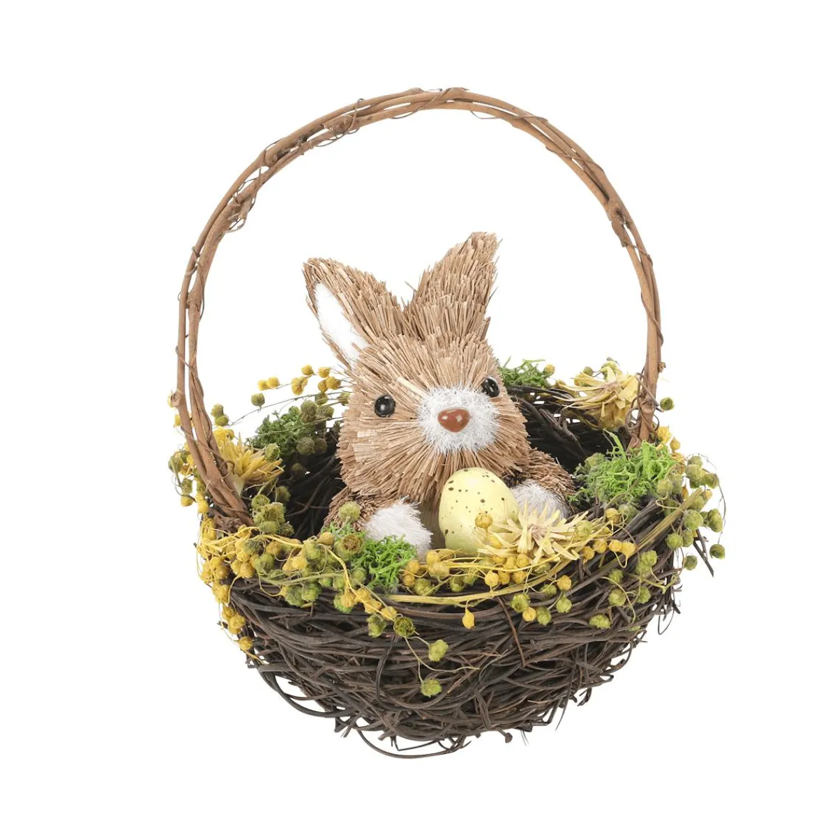 Decoración De Pascua>DecoWoerner Conejo De Pascua De Sisal En Cesta Con Huevo De Pascua 15 Cm marrón