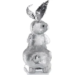 Decoración De Animales|Decoración De Pascua>DecoWoerner Conejo De Pascua Decorativo Con Lentejuelas Reversibles , 35 Cm plata