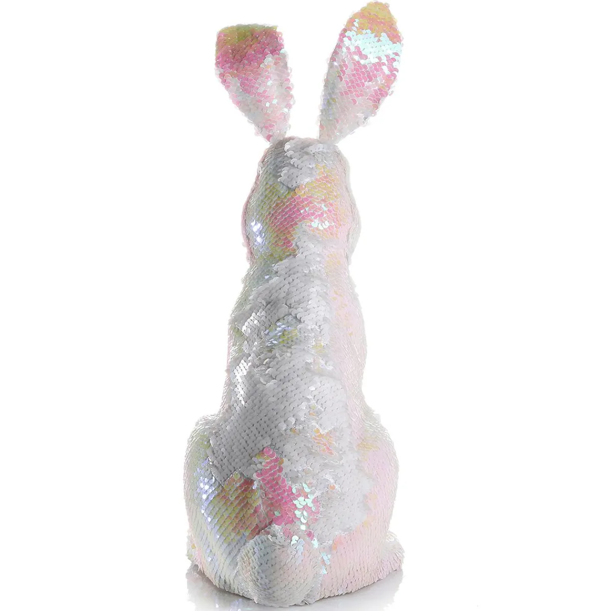 Decoración De Animales|Decoración De Pascua>DecoWoerner Conejo De Pascua Decorativo Con Lentejuelas Reversibles Iridiscente 42 Cm blanco