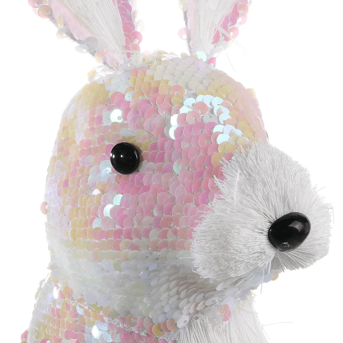 Decoración De Animales|Decoración De Pascua>DecoWoerner Conejo De Pascua Decorativo Con Lentejuelas Reversibles Iridiscente 42 Cm blanco