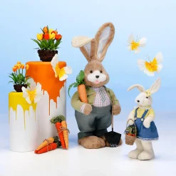 Decoración De Animales|Decoración De Pascua>DecoWoerner Conejo De Pascua Decorativo De 57 Cm De Altura, , Con Cesta Beige