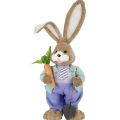 Decoración De Pascua>DecoWoerner Conejo De Pascua XXL De Peluche Con Zanahoria Y Pala 36 X 23 X 92 Cm marrón