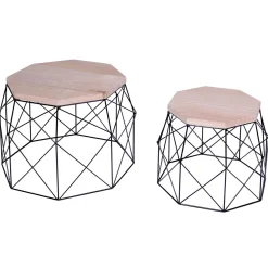 Expositores Para Tiendas|Decoración Natural>DecoWoerner Conjunto De 2 Mesas Auxiliares "Hexágono" negro