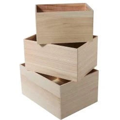 Expositores Para Tiendas|Decoración De Verano>DecoWoerner Conjunto De Cajas De Madera Rectangular 3 Piezas Madera natural