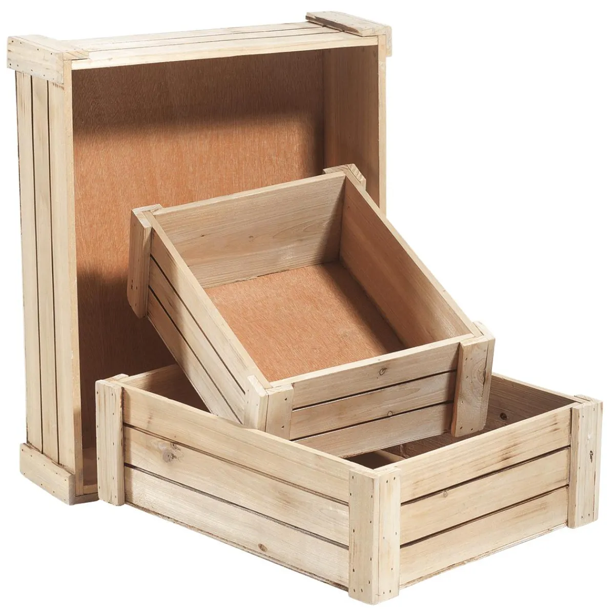 Expositores Para Tiendas|Macetas Y Artículos De Decoración>DecoWoerner Conjunto De Cajas De Madera, Natural marrón