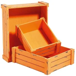 Expositores Para Tiendas|Macetas Y Artículos De Decoración>DecoWoerner Conjunto De Cajas De Madera, Ado naranja