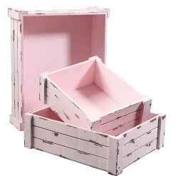 Expositores Para Tiendas|Macetas Y Artículos De Decoración>DecoWoerner Conjunto De Cajas De Madera, do rosa
