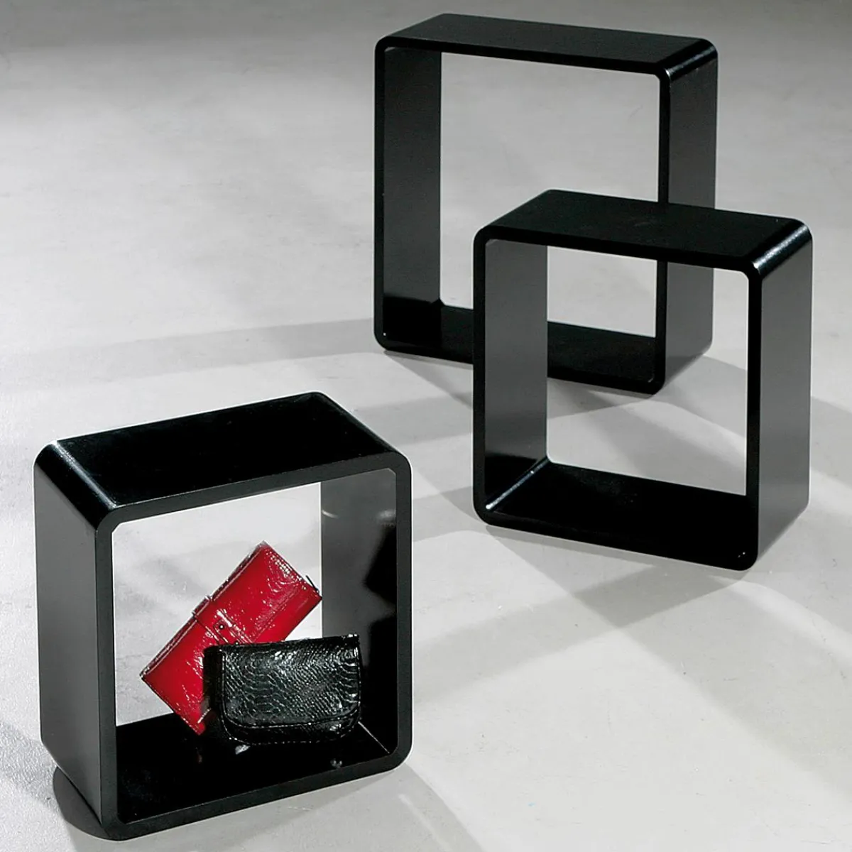 Expositores Para Tiendas>DecoWoerner Conjunto De Estantes "Cubo" Color 3 Pz. negro