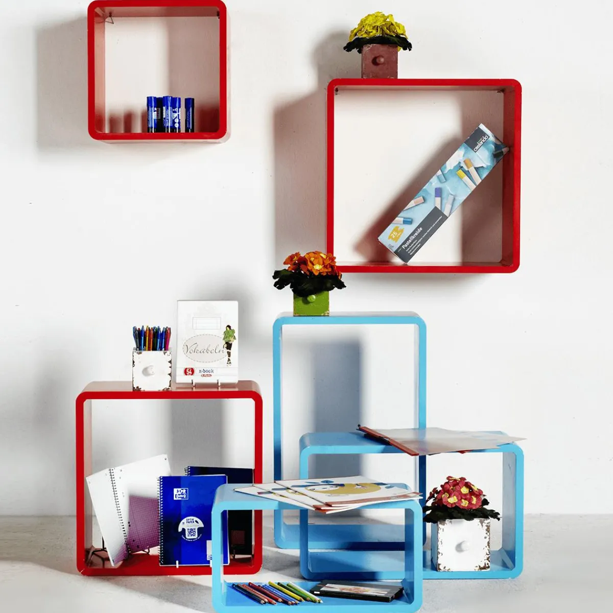 Expositores Para Tiendas>DecoWoerner Conjunto De Estantes "Lounge" Claro 3 Pz. azul