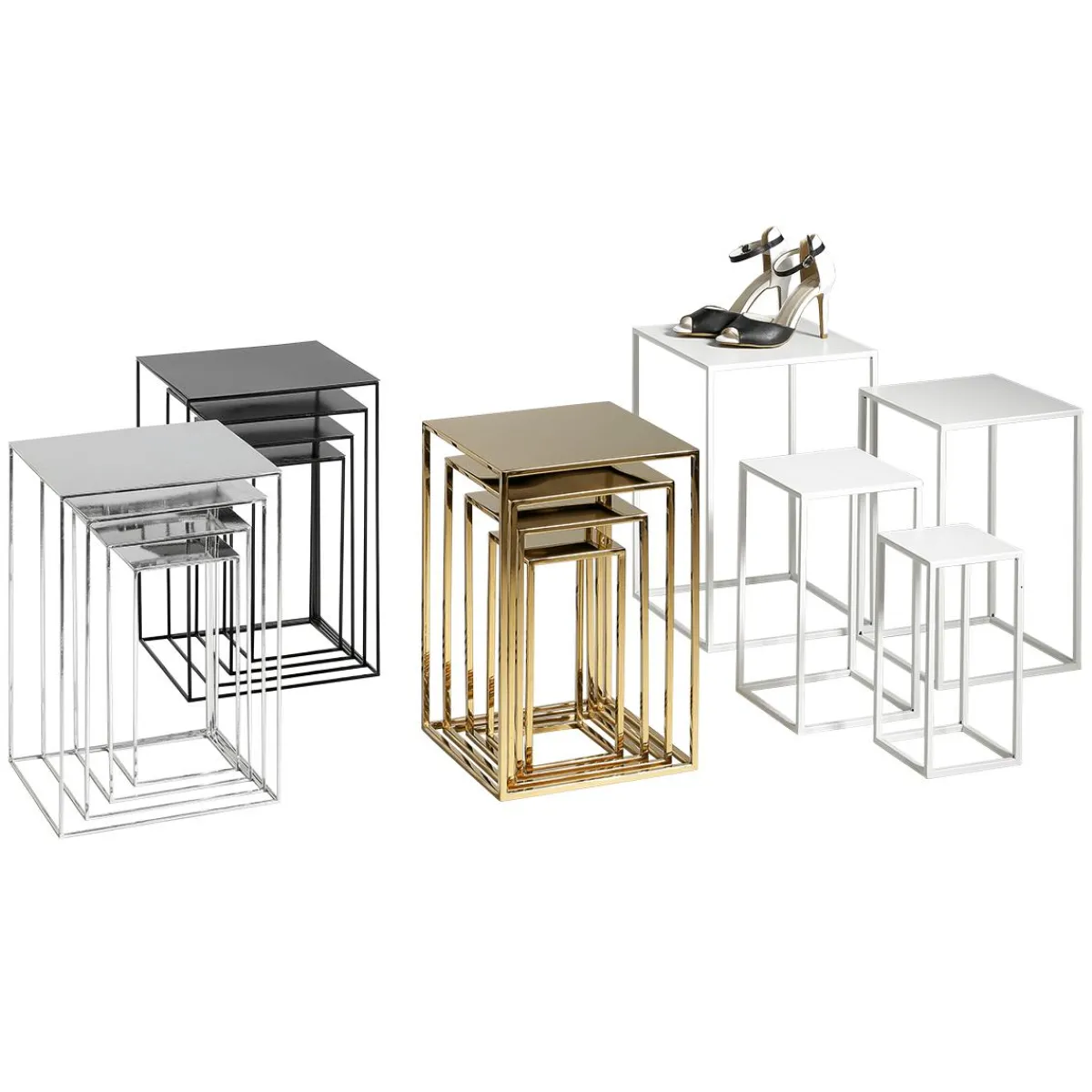 Expositores Para Tiendas>DecoWoerner Conjunto De Mesa De Metal 4 Piezas negro