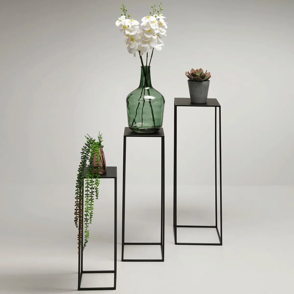 Expositores Para Tiendas|Macetas Y Artículos De Decoración>DecoWoerner Conjunto De Mesas De Metal 3 Piezas negro